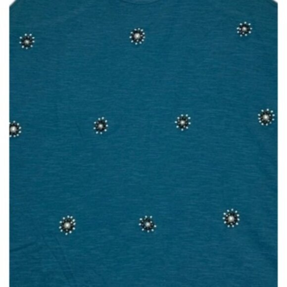 Express Turquoise Racerback Tank Top With Studded Embellishments S - Picture 2 of 7